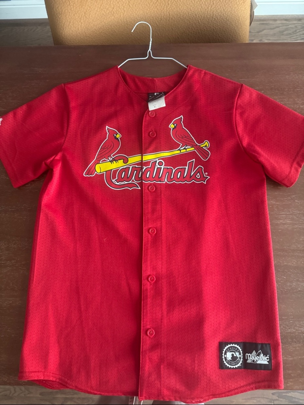 Classic Majestic Red St. Louis Cardinals Kids Baseball Jersey with Yellow Accent